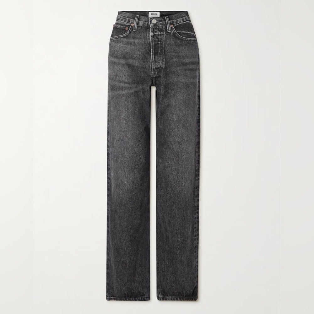 AGOLDE Kelly Black Straight Leg High Waist Classic Designer Denim Jeans 29